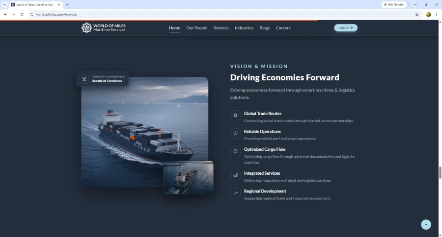World of Miles Maritime Services, screen 2