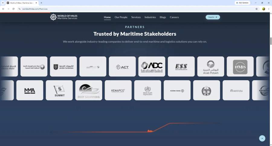 World of Miles Maritime Services, screen 3
