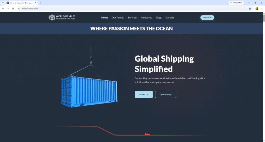 World of Miles Maritime Services, screen 5